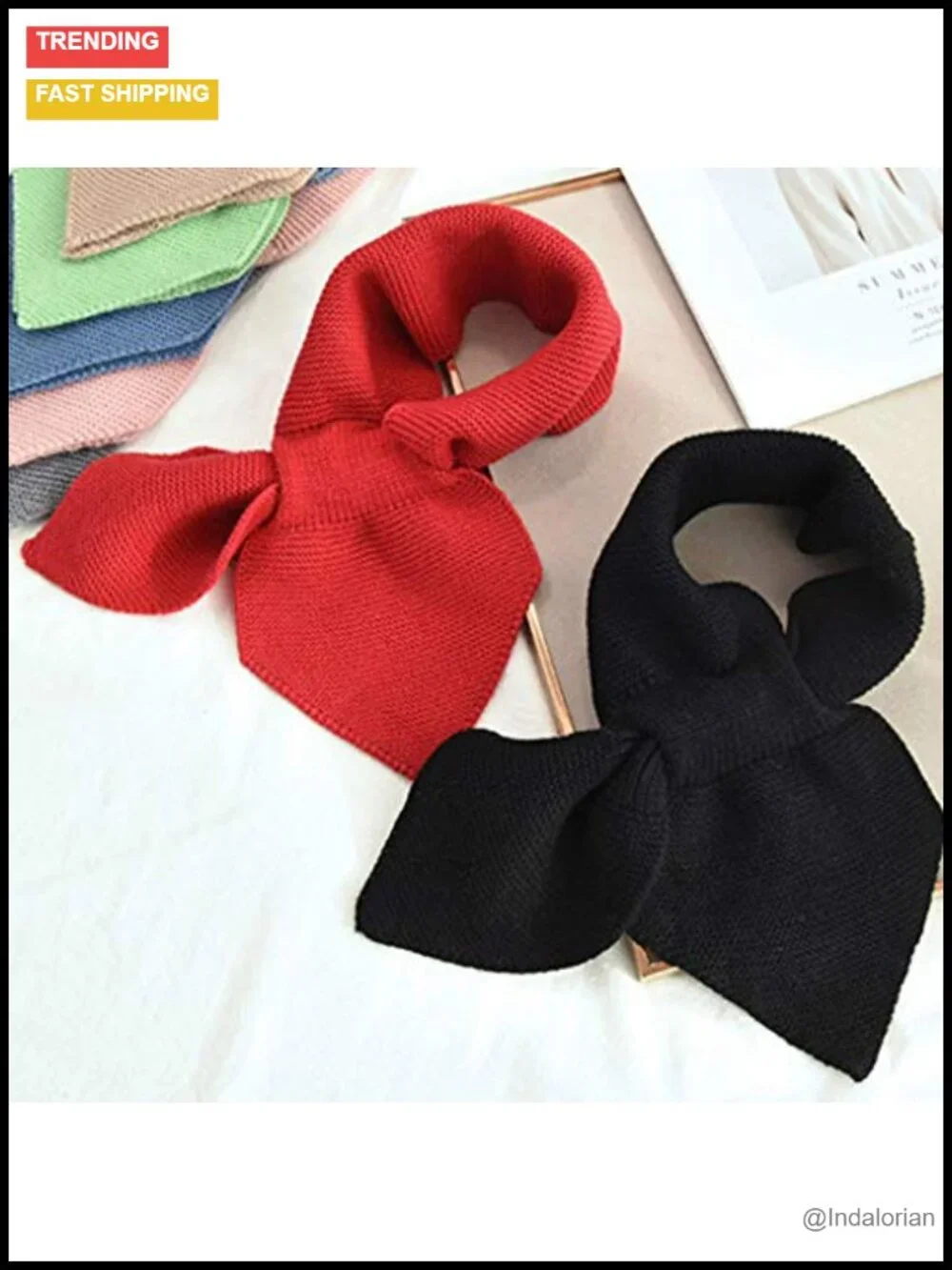 Knit Infinity Scarf with Loophole Design Winter Warm Solid Color